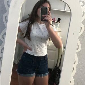 ❗️SOLD❗️🌻 NWOT h&m flower crop top tee